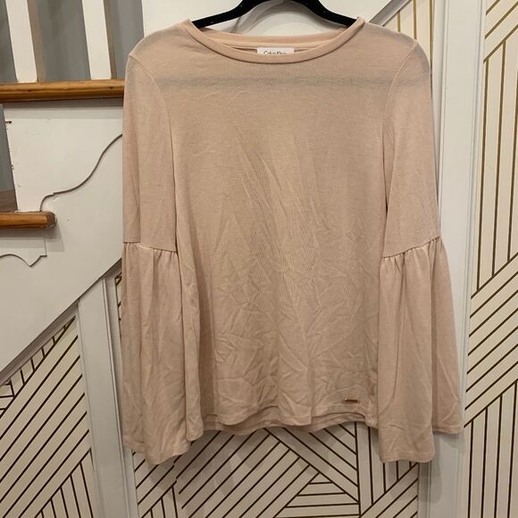 Calvin Klein Long Sleeve Bell Sleeve Top - Picture 1 of 4